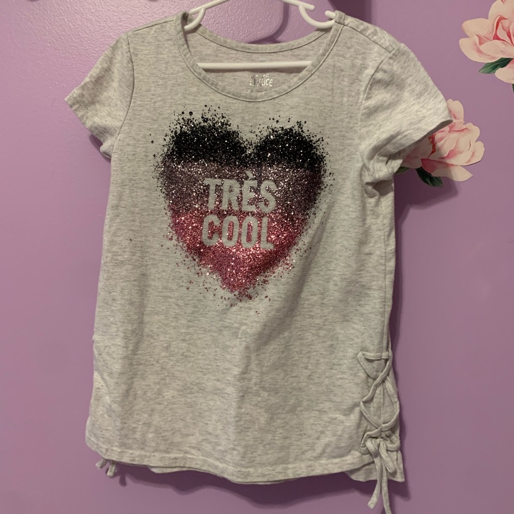 Justice glitter heart tshirt
